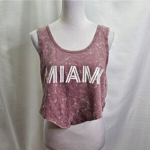 Bloom + Pop Heathered MIAMI Cropped Tank Top Size Large